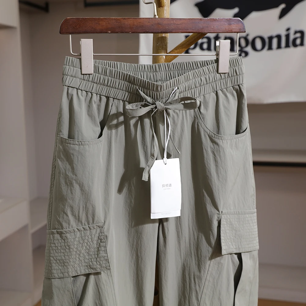Men's Casual Cargo Pants Multi-Pockets Outdoor Sports Quick Dry Spring Summer Polyester Fiber Straight Leg Basic Color