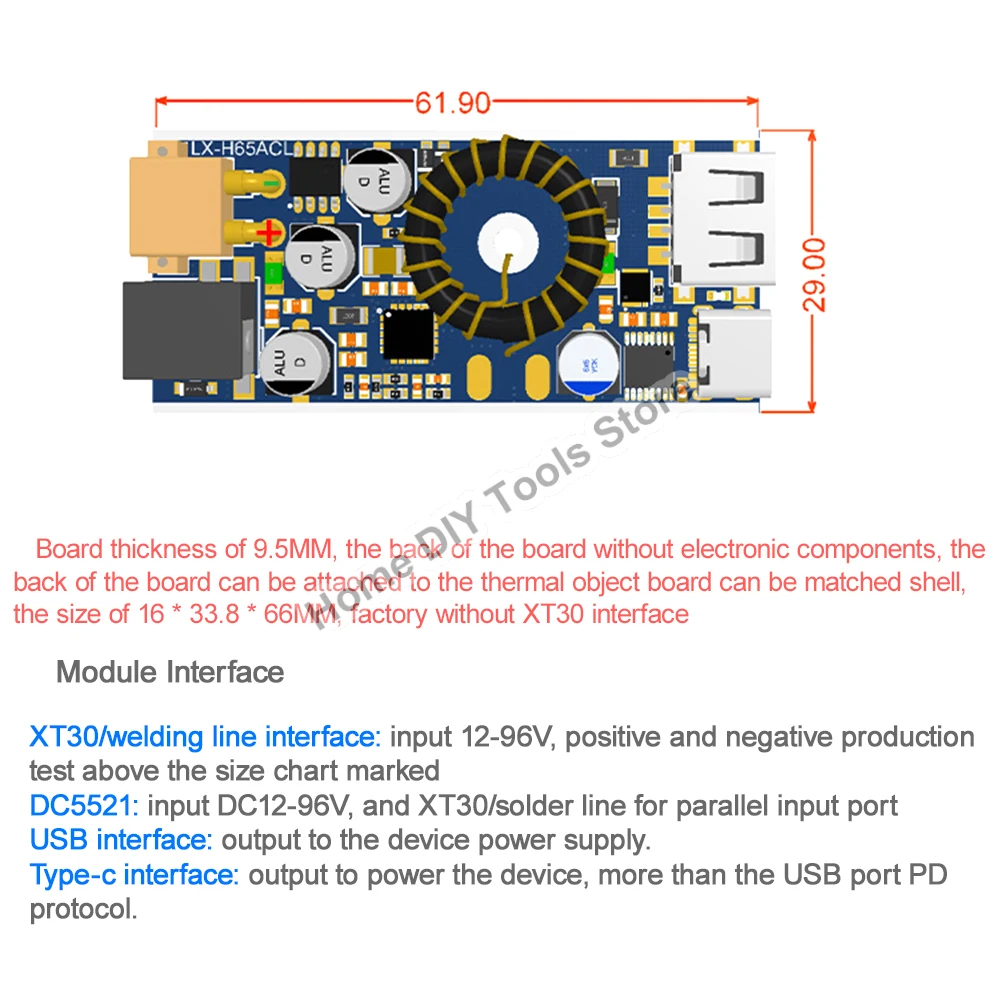 PD/qc2. 0 podwójne USB telefon komórkowy typu C Adapter szybkiego ładowania DC12-96V 65W 3.5A 65W moduł obniżający dla AppleHuawei SCP/FCP