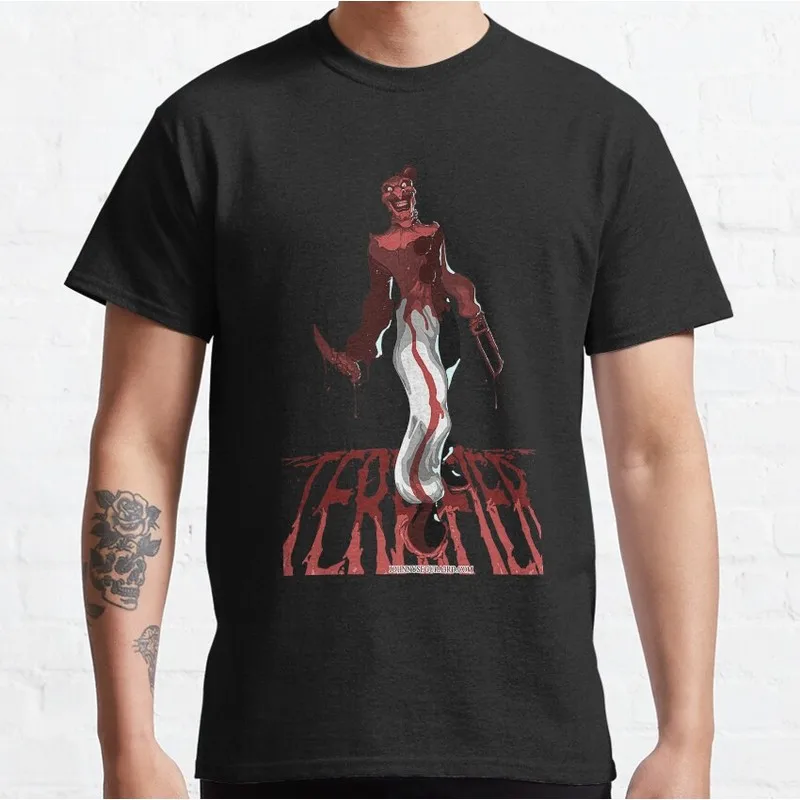 Retro Horror Movie Terrifier Art The Clown Killer Scary Halloween Gift T Shirt Short Sleeve Graphic clothes All size tops S-6XL