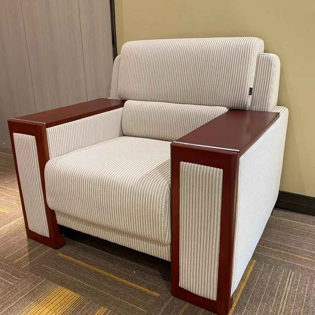 

Customized Chinese Solid Wood Reception Sofa Hotel Office Furniture Chair Government Senior Conference Negotiation Sofa Chair