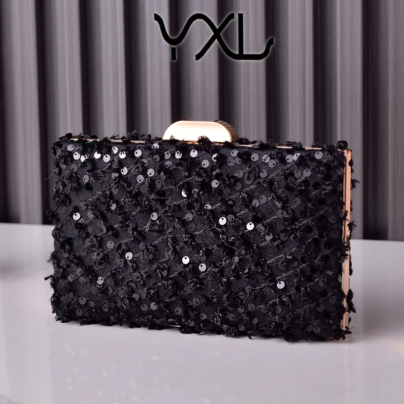 

New Sequin Evening Bag Velvet Retro Cheongsam Bag Black Versatile High-end Dress Bag Hot Selling Manufacturer