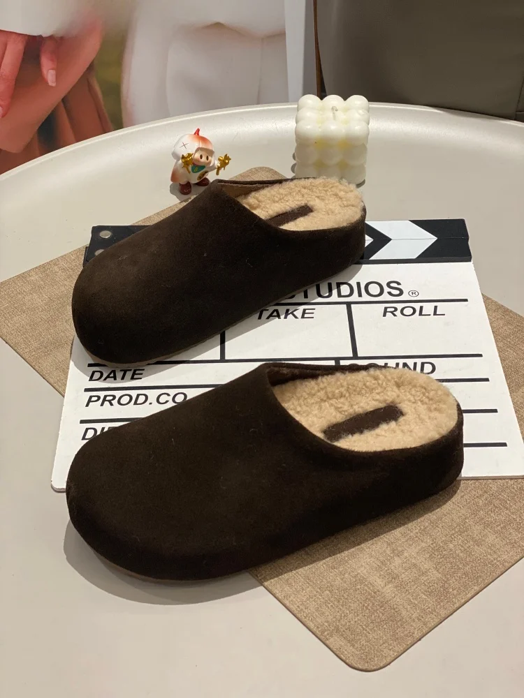 

Women's Winter Fashion Casual Slip-On Shoes Comfortable Lightweight Fleece-Lined round Toe Thick Bottomed Half Slippers