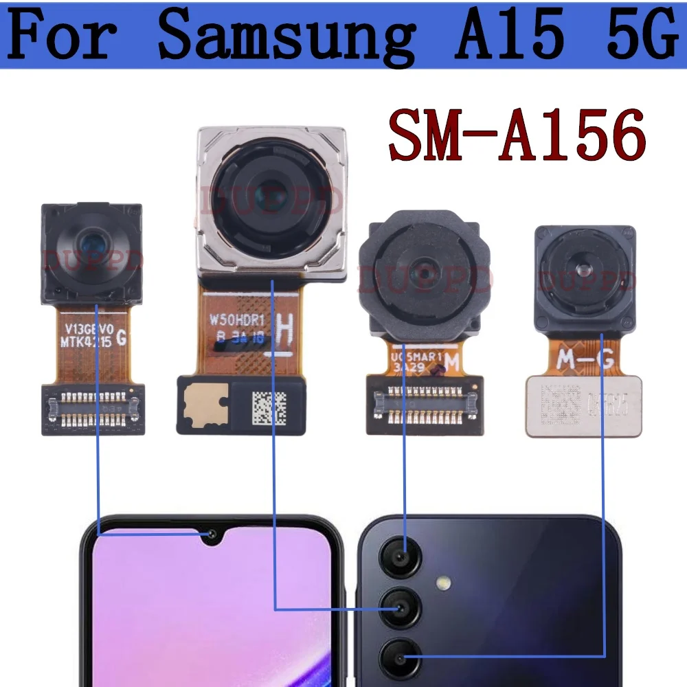 Front Rear Camera For Samsung Galaxy A15 5G SM-A156B A156P A156E A156U Back Wide Macro Depth Main Camera Module Flex Cable