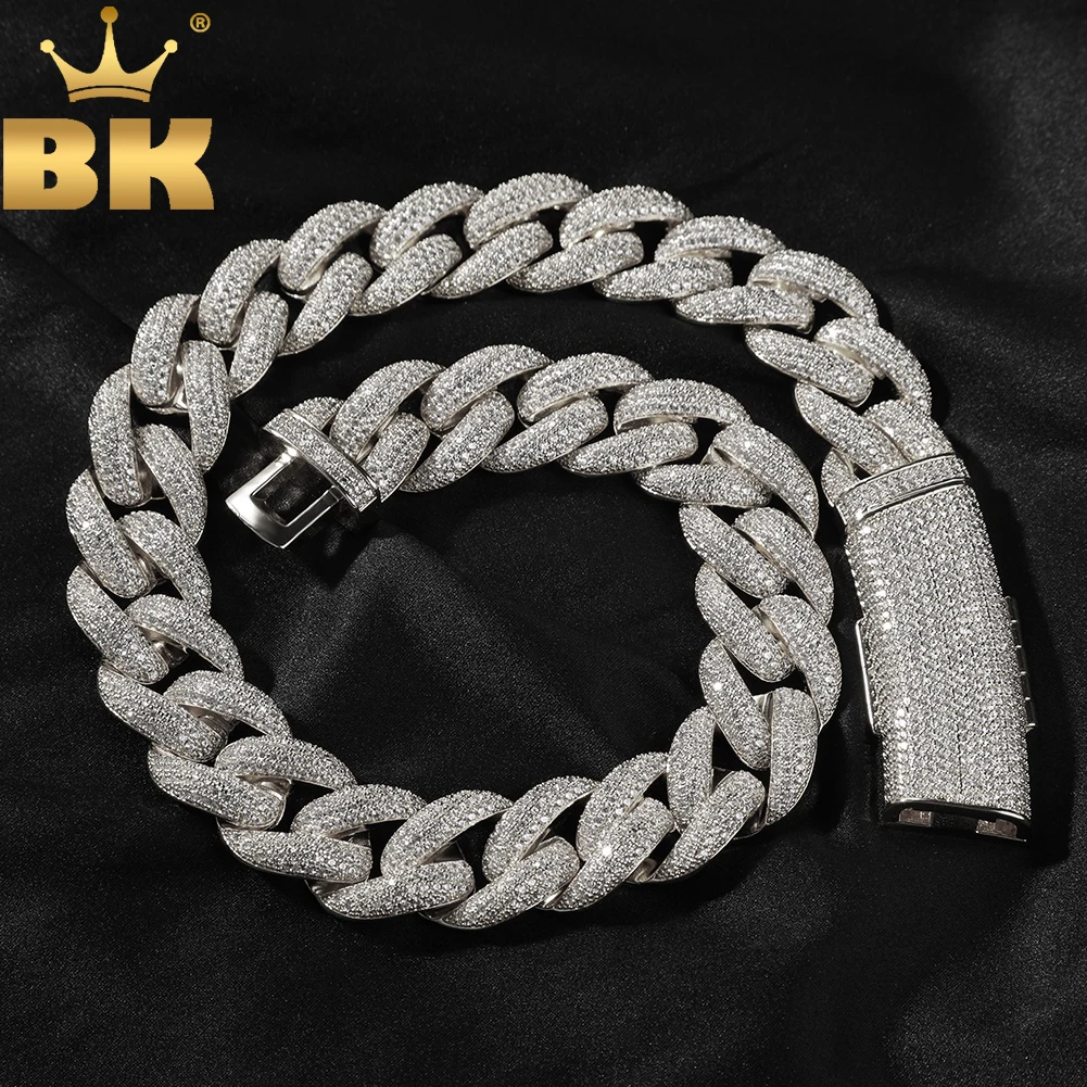 THE BLING KING 20mm Miami Cuban Chain Long Clasp Full Paved Out Cubic Zirconia Luxury Hiphop Rock Street Fashion Jewelry
