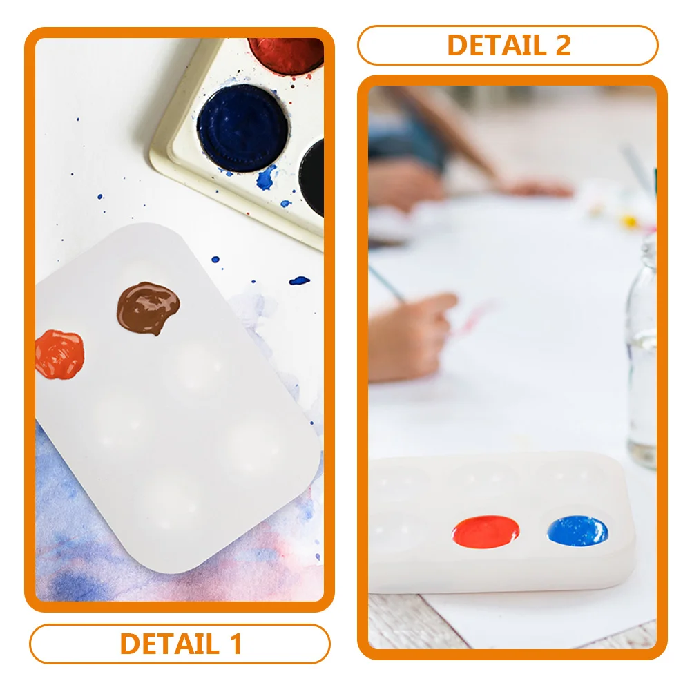 2 Pcs Six Hole Silicone Palette Easy to Clean Acrylic Watercolor Paint Painting