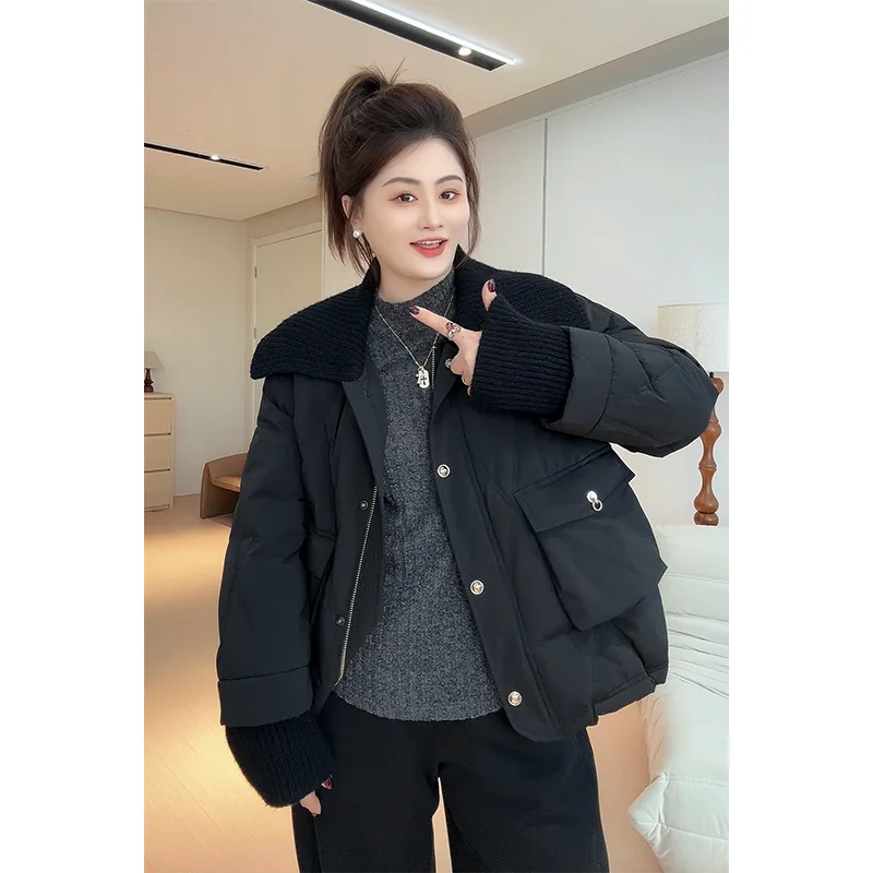 

Женская вязаная кофта Pang Jia Jia из хлопка с воротником, верхняя одежда, повседневная, золотистый цвет H624H8530