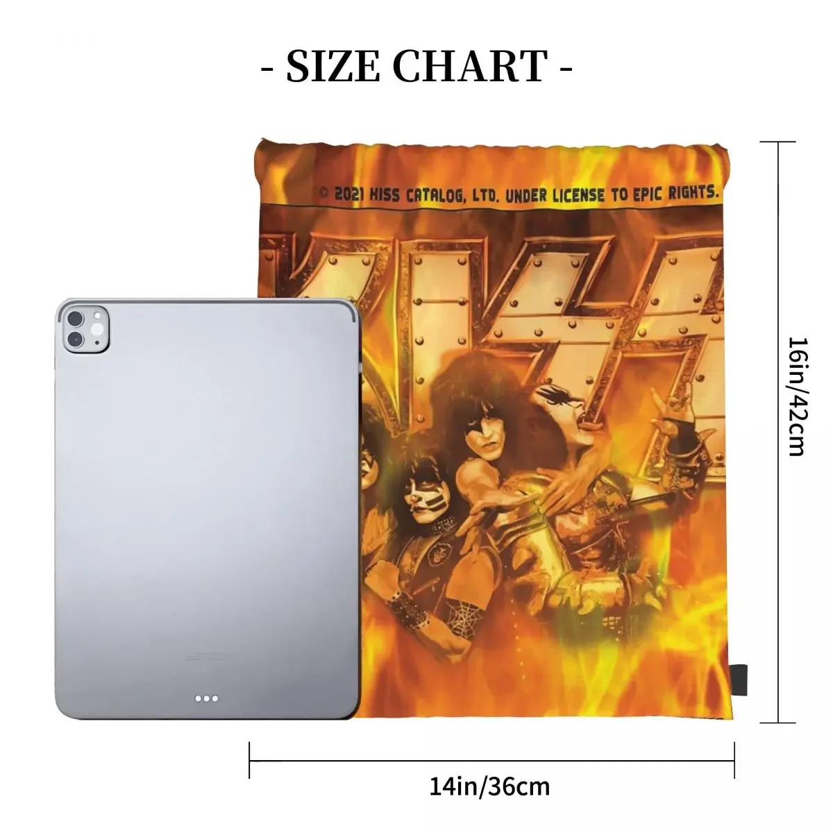 Kiss The Band Fanart Kiss Destroyer Burning Kiss Design statua zaino borse portatili con coulisse coulisse Bundle Pocket Sport