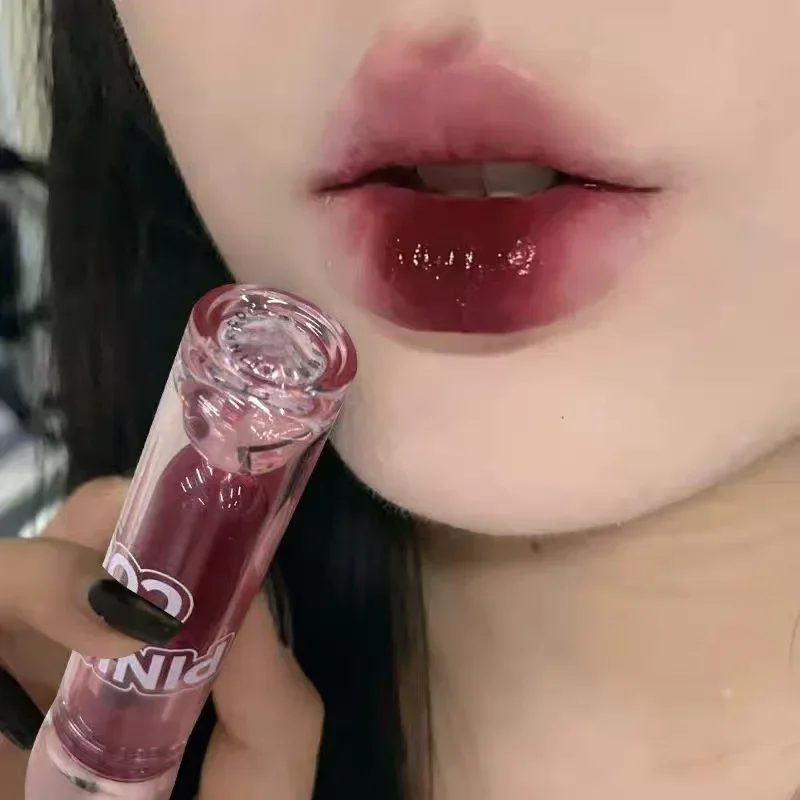 Sexy Red Lipgloss Mirror Glass Water Light Clear Lip Gloss Waterproof and Non Stick Liquid Lipstick Nude Lip Tint Korean Make Up