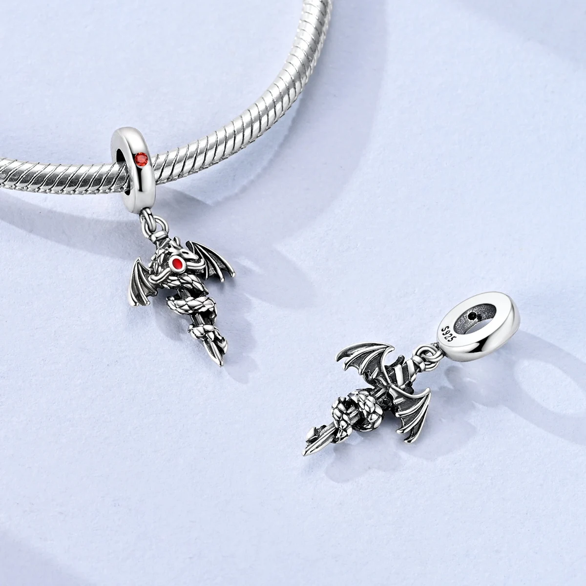 Classic 925 Sterling Silver Handcrafted Charms Bead CZ Zircon Red Heart Raspberry Mushroom Dangle Fit Bracelet DIY Jewelry Gift