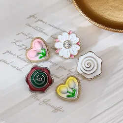 Cute Colourful Love Tulip Flower Metal Buttons Shanked Sewing Suit Coat Knitted Sweater Buttons 10PCS