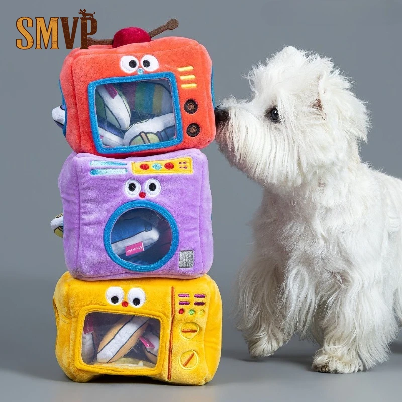 

Squeaky Hide And Seek Dog Toy Appliance Shaped Plush Puzzle Toy Durable Chew Toy With 4 Squeaky Mini Toys Inside Pet Products