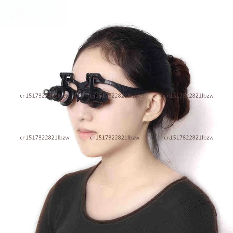 Binocular Head Magnifier 10x 15x 20x 25x with LED Light for PCB Repair Watch Phone Jeweler Loupe  Inspection