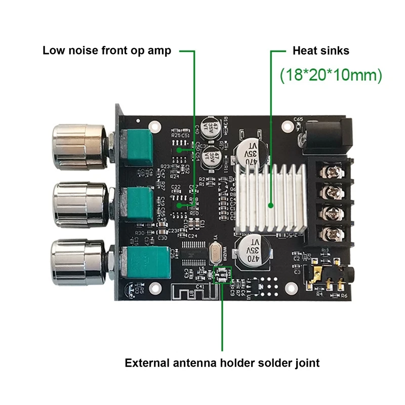 1 Set BT5.0 + AUX 50 wx2 regolazione dei bassi alti e bassi 2.0 scheda amplificatore Bluetooth Stereo