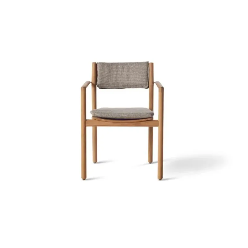 Modern Outdoor Teak Wood Dining Chair Cushion Tropical Design Eco-Friendly Waterproof Embossed Design Villa Hotel Balcony