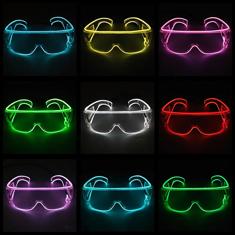 Personalized Cool Led Light Eyepieces Neon Music Masquerade Birthday Rave Accessories Robot Luminous Transparent Goggles Glasses