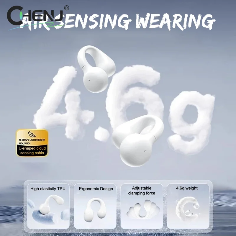 1pcs Wired Air Conduction Type-C 3.5mm Earphone Earclip With Microphone Mic Headphones Earring Sports Headset For Running Yoga