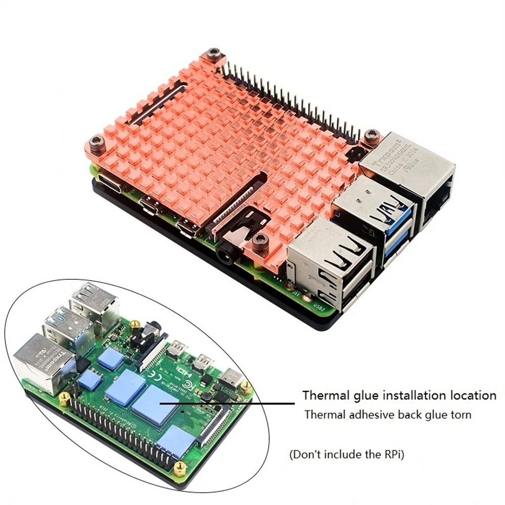 

for Raspberry Pi 4B Copper Heat Sink Passive Cooling Radiator Metal Thermal Heat Dissipation Cooler Conductive Copper Plate