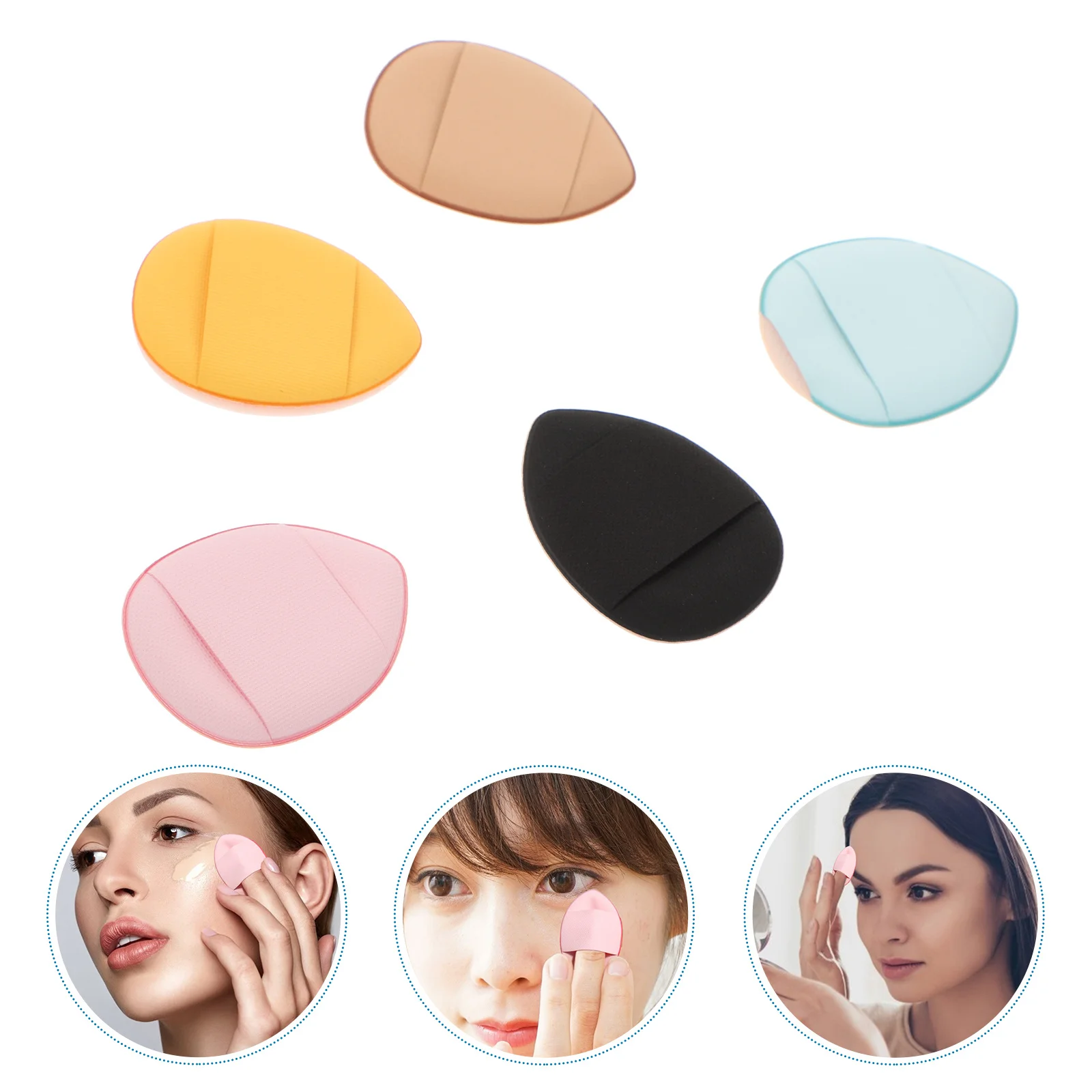 1Set Finger Size Mini Makeup Soft Washable Cushion Powder Puff for Foundation Loose Powder Cream