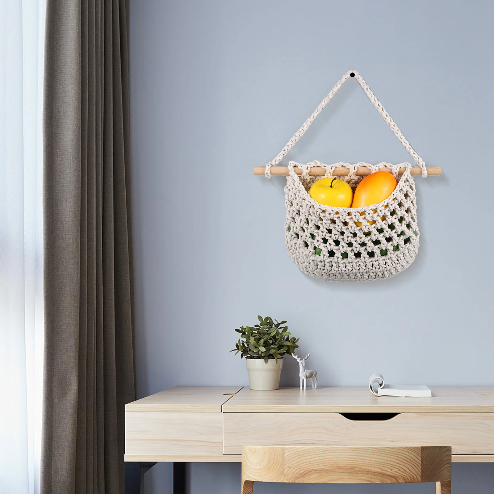 

2 Pcs for Fruit Net Bag Storage Baskets Macrame Hanging Baby White Cotton Kitchen