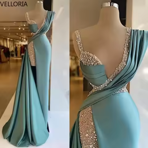 Sparkly Sequins Mermaid Evening Dress Long Formal Prom Gown Plus Size Custom Made Party Dress Vestdos De Fiesta Customized