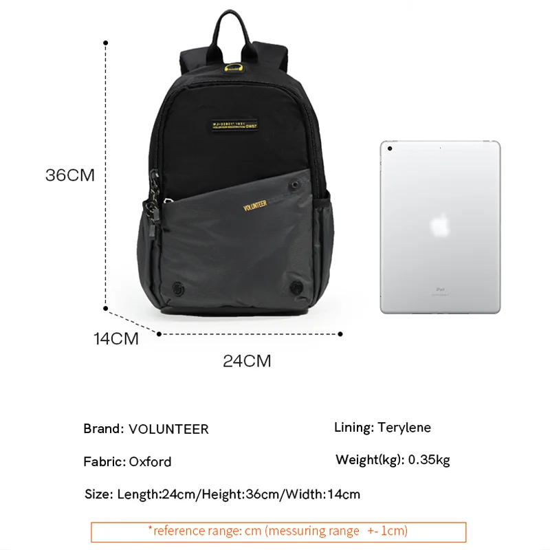 VOLUNTEER Backpacks for Men 2023 New Fashion Multi-pocket Large Capacity Laptop High Quality Oxford Cloth Casual Bags 1698-23