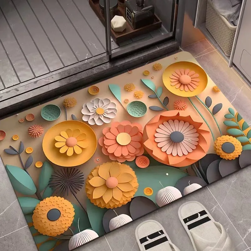 3D Ölgemälde Kieselalgen Erde Saugfähige Boden Matte Anti Slip Boden Matte Badezimmer Tür Schnell Trocknend Bad Teppich Boden Matte