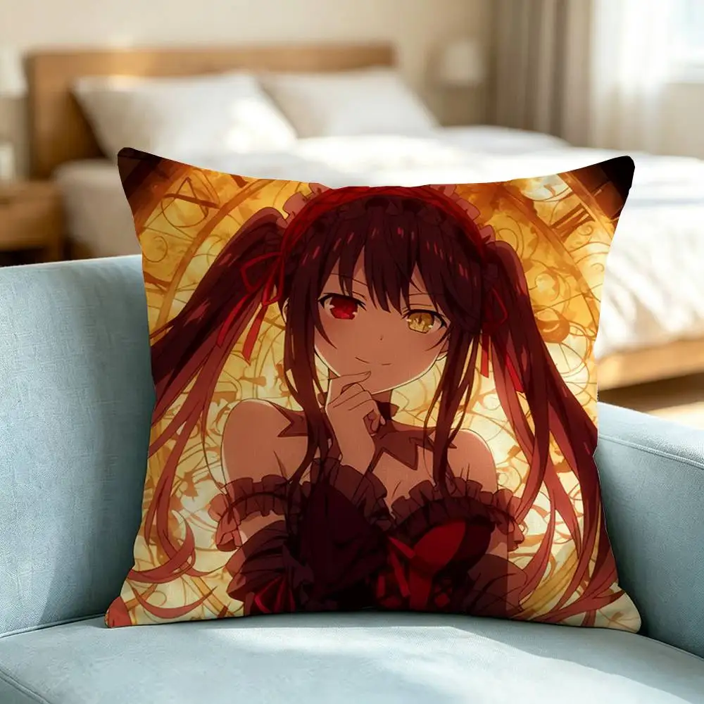 D-Date A Live Tokisaki Kurumi Pillow Case Square Double-Sided Sofa Cushion Cover Bedroom Bedside Pillow Gift