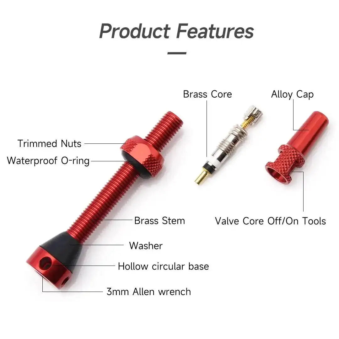 

VEXA Bicycle Valve - Presta Tubeless Valve with Multi-Function Cap, 7075 Aluminum, Colored Options