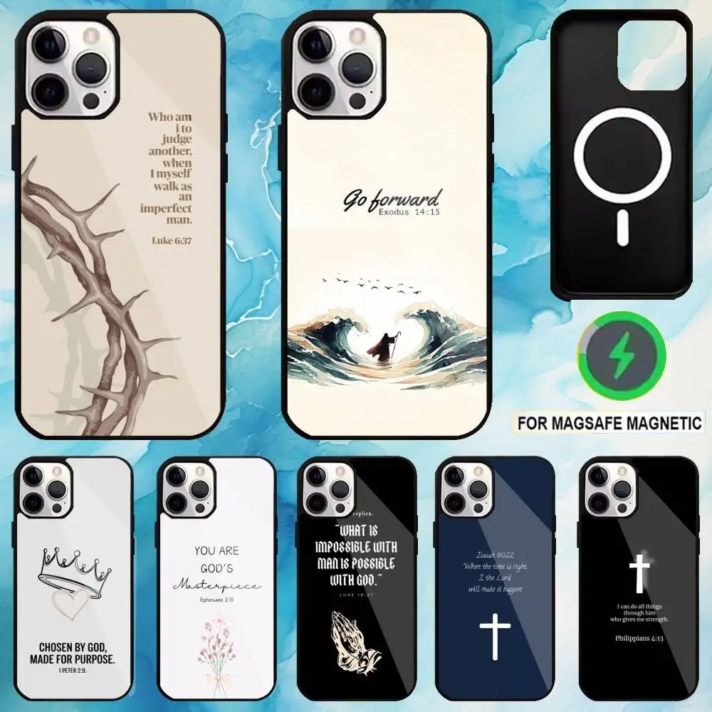 

Jesus Bible Verse Phone Case For iPhone17,16,15,14,13,12,11 Plus,Pro Max Magnetic Magsafe Wireless Charging