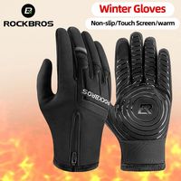 ROCKBROS Autumn Winter Bicycle Gloves Gloves Touch Screen Full Finger Windproof Gloves MTB Road Warm Long Wrist Bike Gloves
