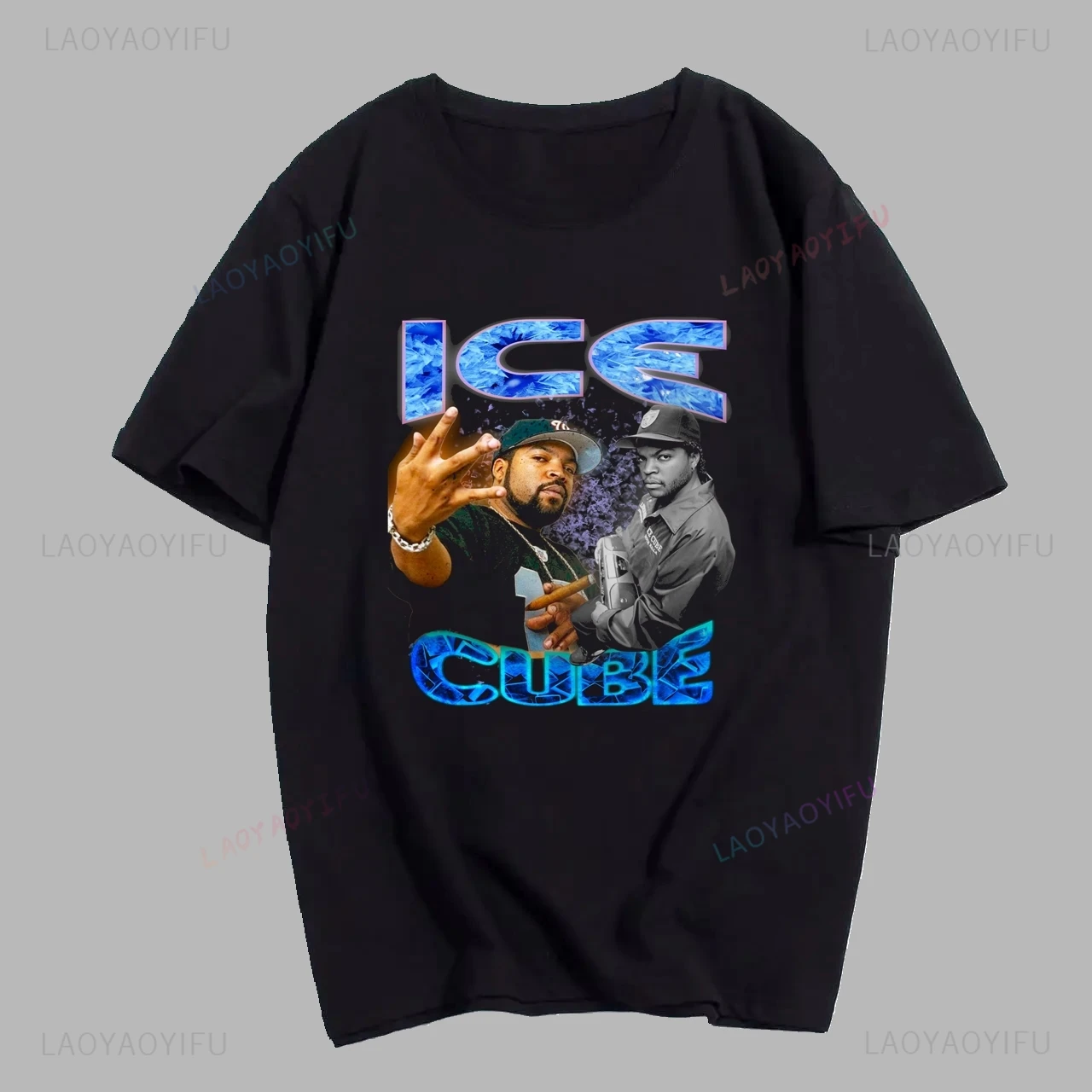 Streetwear Retro Singer ICE CUBE Loose Short Sleeve T-shirt Neutral Trend Harajuku Unisex Shirt Graphic Oversized T-shirt