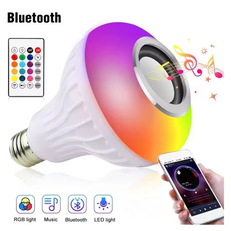 【Hot Selling Items】E27 Smart RGB Wireless Bluetooth Speaker Bulb Music Playing Dimmable LED Bulb Light Lamp With Remote Controll