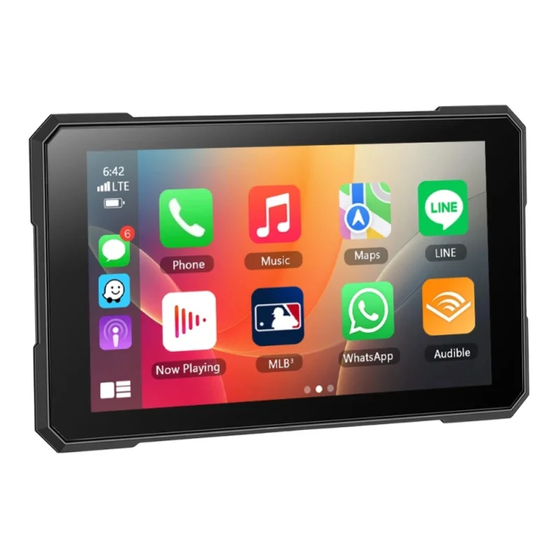 Podofo 5'' dotykowy ekran motocyklowy Carplay Android Auto IP67 wodoodporny Bluetooth GPS z regulacją jasności, inteligentny odtwarzacz ekranowy — 2