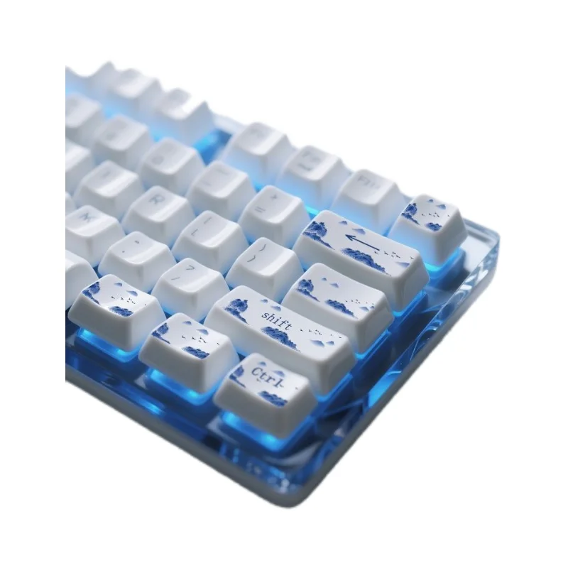 

Blue and white porcelain theme ceramic keycaps, multi-color optional light-transmitting mechanical keyboard OEM height
