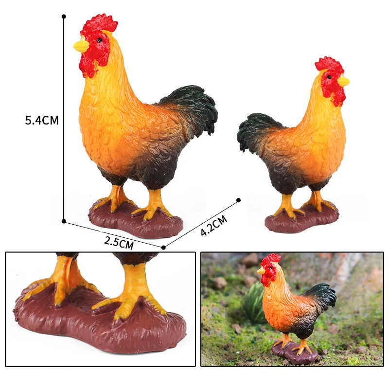 Latest Simulated Animals Figurines Poultry Action Figures Farm Dog Duck Cock Cat Cow Model Education Toys for Children Kids Gift