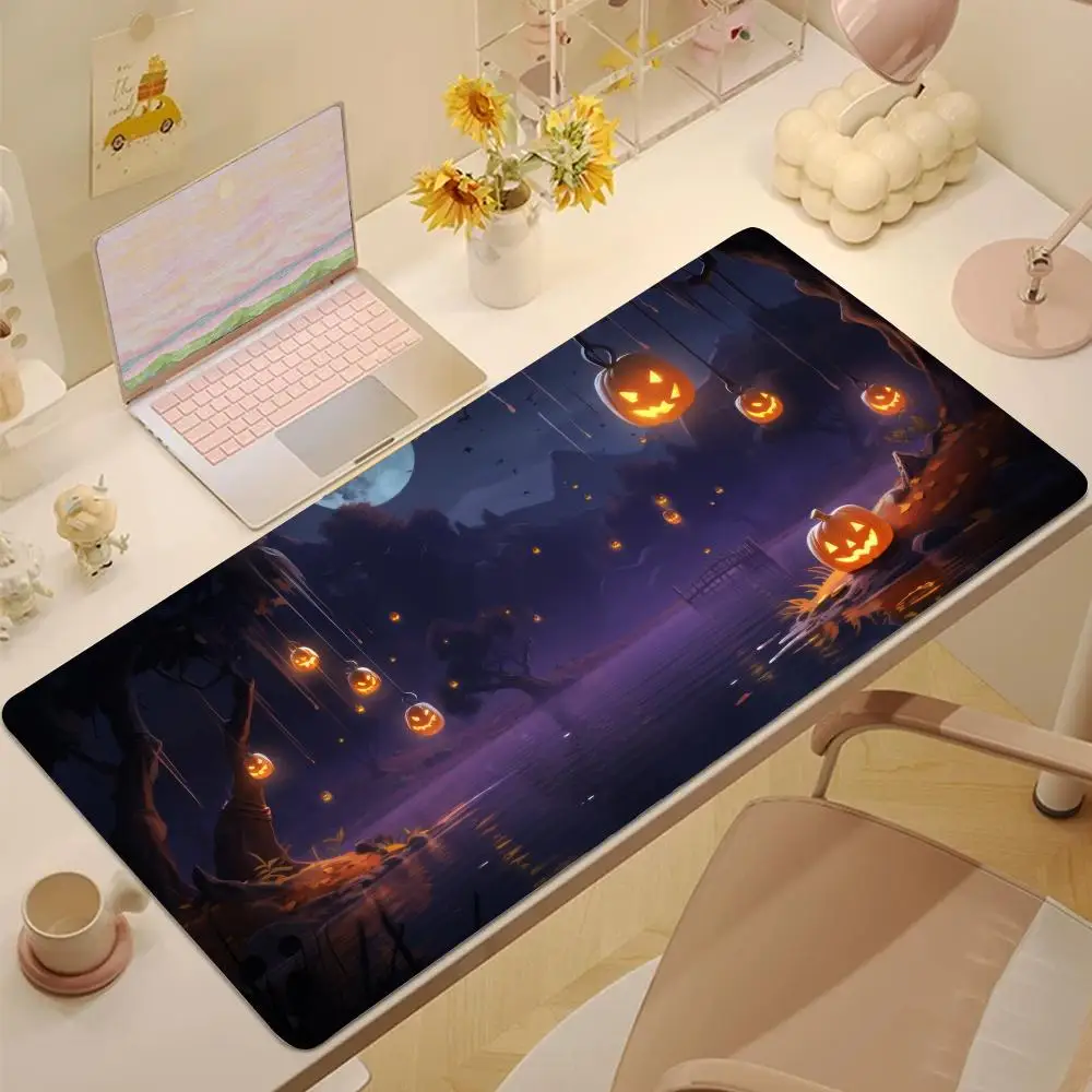 

Horror pumpkin lantern Mouse Pad Tablet mouse Pad Laptop xl desktop mouse pad, cute HD Rainbow Gaming keyboard pad, csgo 90x40