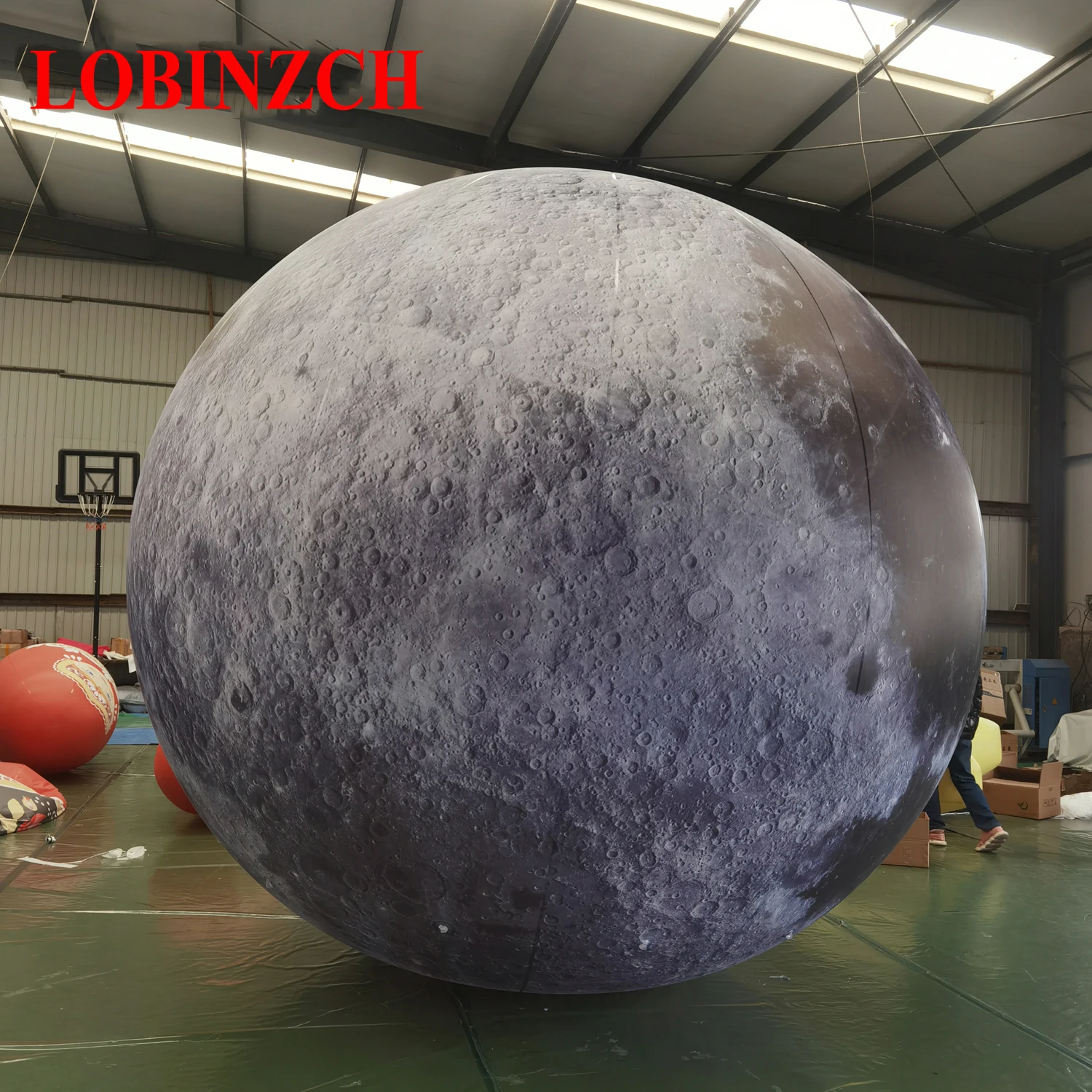 LOBINZCH Giant Inflatable Moon Ball With LED Lights PVC airtight Planet Balloon For Event Party Show Stage Decoration