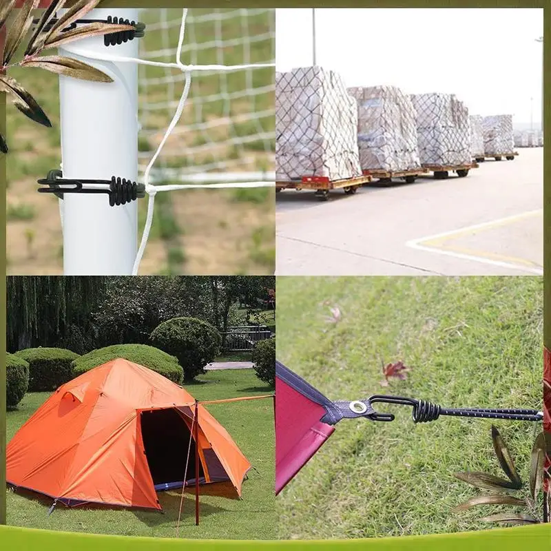 

Reliable-20PCS Tent Elastic Rope Cord Hook Outdoor Camping Canopy Tarp Tent Fixing Cord String Carabiner Hooks Accessories