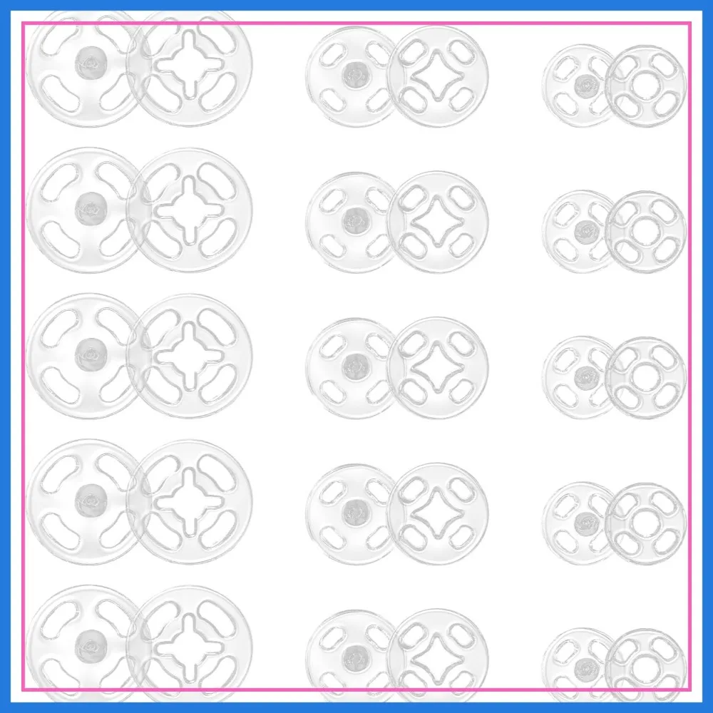 

36 Sets Sew on Snap Buttons, 3 Sizes Invisible Press Fasteners for Shirts DIY Craft (7.5/10/12.5mm)