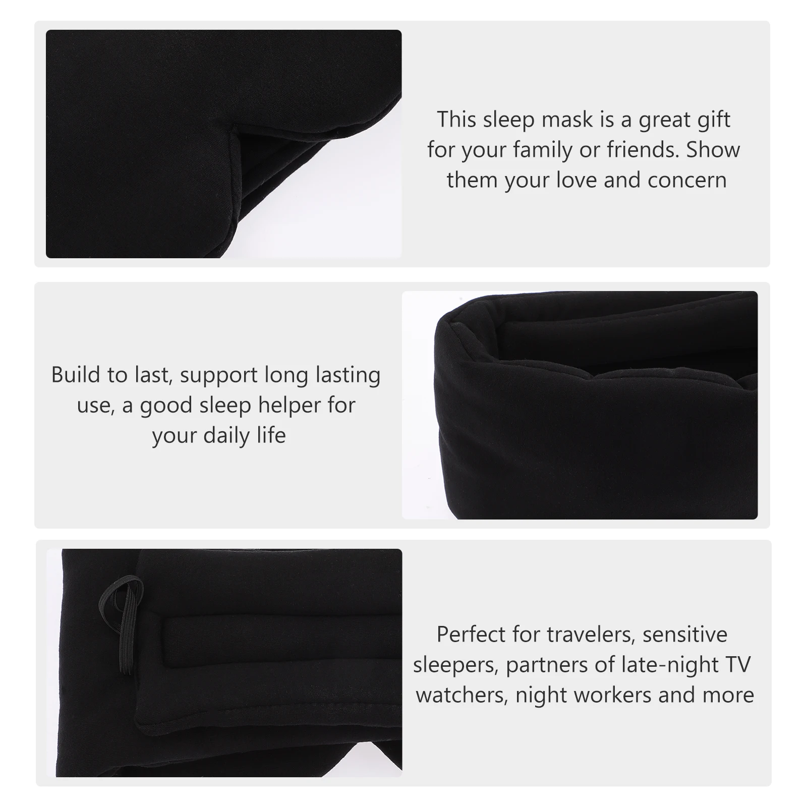 

Blackout Eye Mask for Men Women Adjustable Comfortable Durable Sleeping Eye Cover Night Travel Sleep Aid Sleep Mask