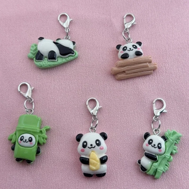 5pcs cartoon panda keychains, suitable for bag hanging accessories, the best choice for gifts