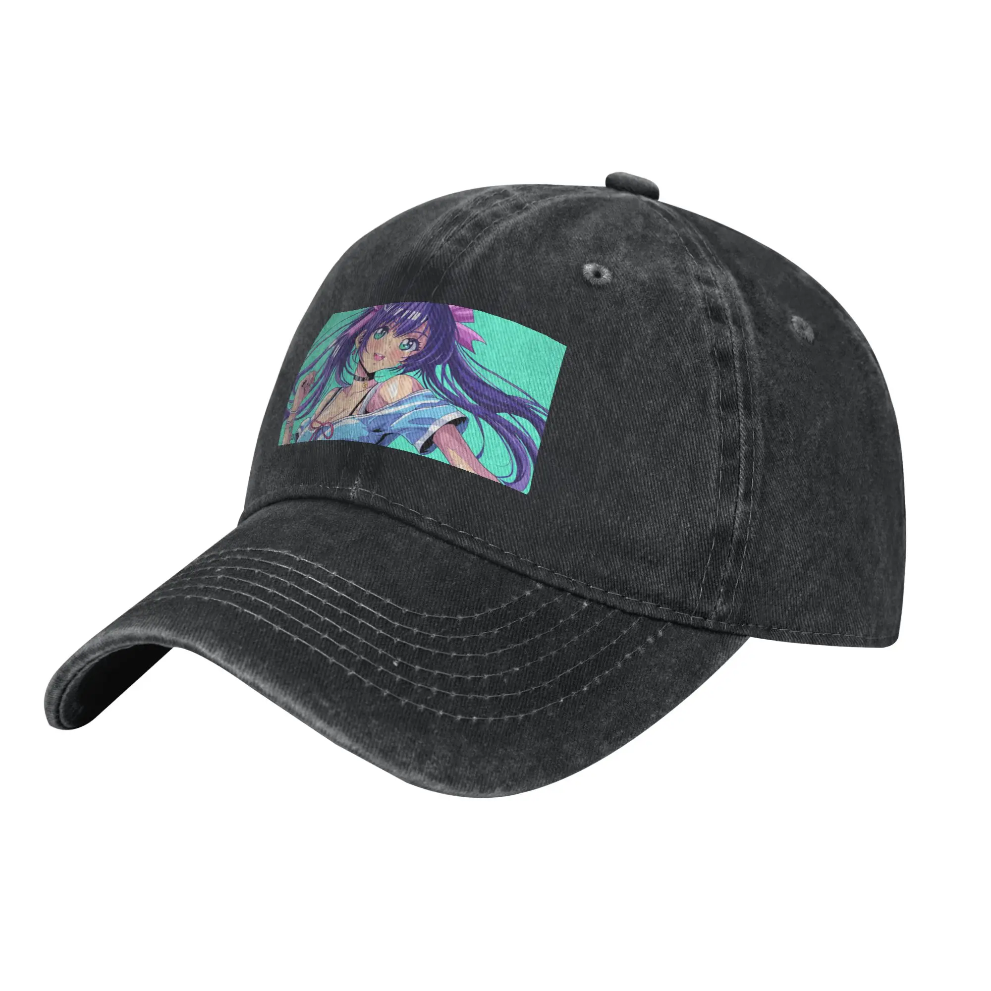Cheerful Anime Girl Dancing   Cute Double Ponytail Character Fashion Baseball Cap  Comfortable Man Hat  Outdoor Concert Man Hat