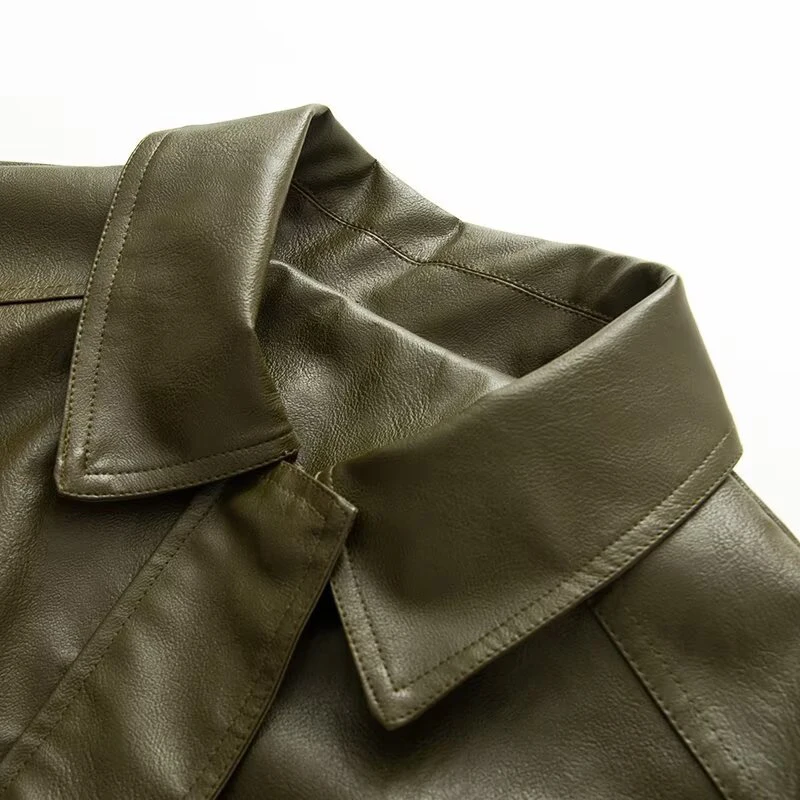 ZERAINS américain rétro moto veste en cuir veste courte femmes automne nouvelle ample décontracté polyvalent veste en cuir