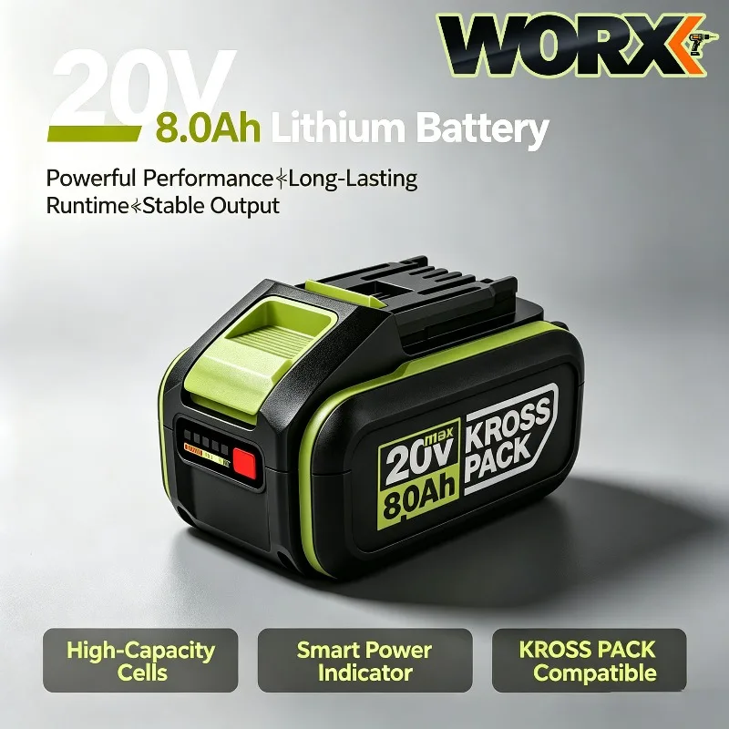 100% Original for WORX 20V 2.0Ah/4.0Ah/5.0Ah Li-ion Battery for WU279.WU182.WU690.WU380S.WU231.WU533 Toolswith LED Indicator