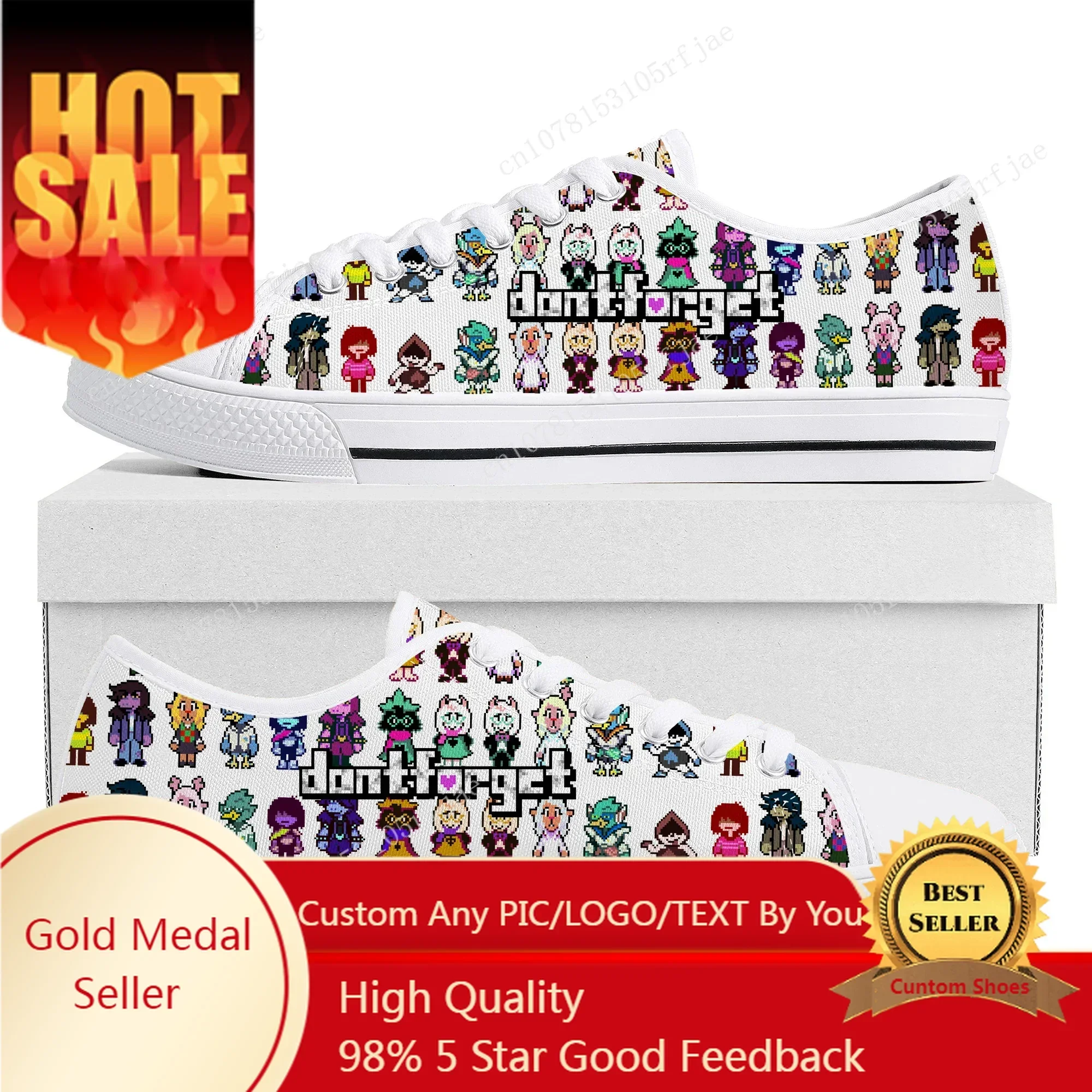 Deltarune Low Top Sneakers Hot Cartoon Game Womens Mens Teenager Fashion Canvas Sneaker Couple Custom Built Shoes