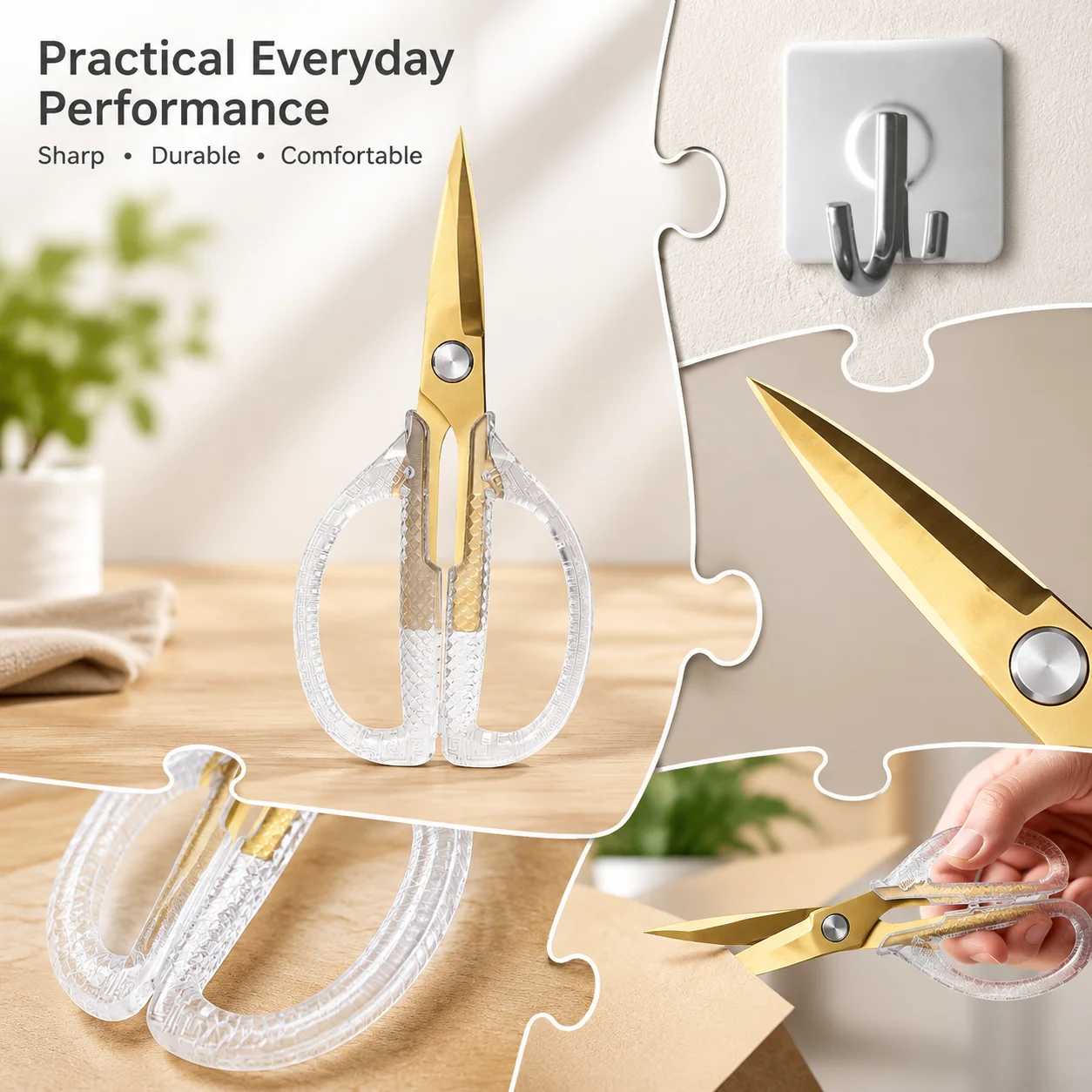 Newly Upgraded Strong Tailor Scissors With Free Hook Stainless Steel Sewing For Household Kitchen Multifunctional