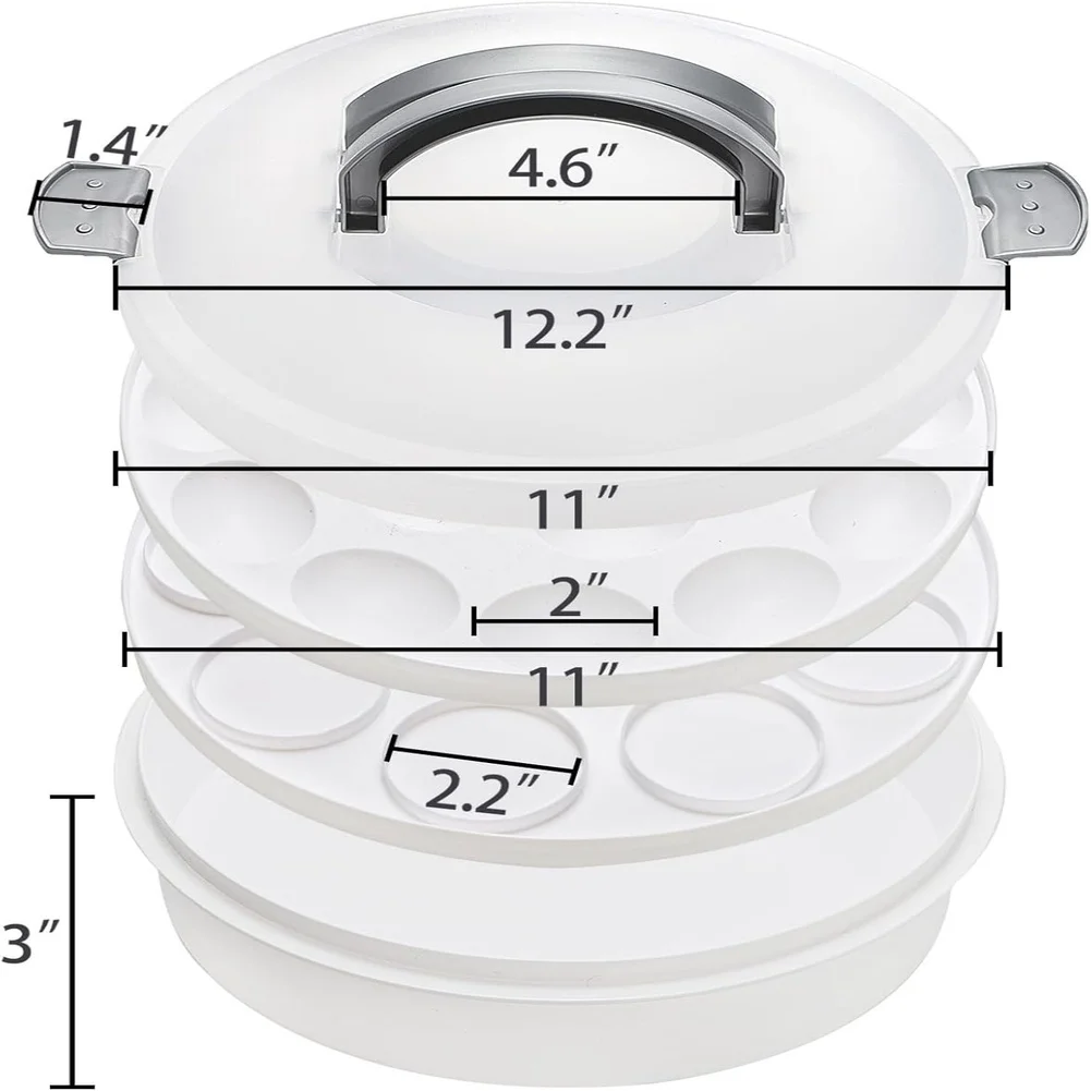 

Practical 12 Inch Round Dessert Tray with Handle and Lid for Serving and Transporting For Cakes Safely and Conveniently
