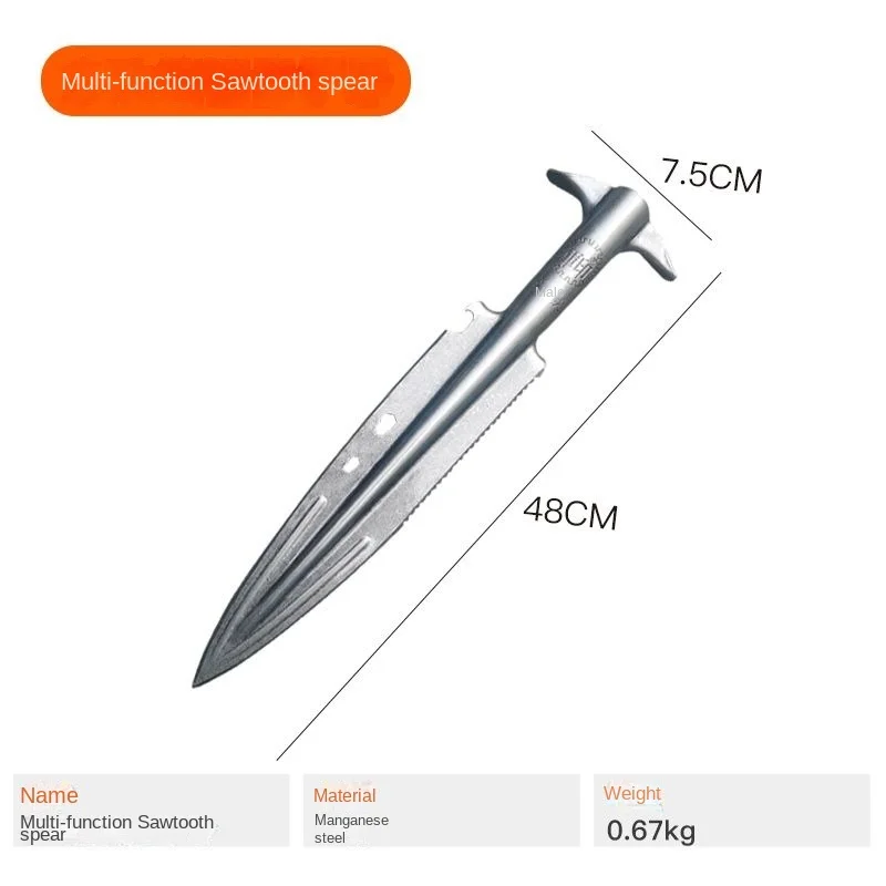 All steel shovel integrated spear head manganese steel outdoor tool camping opening mountain road wild boar spear