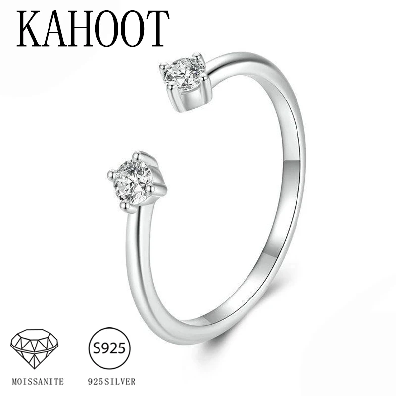 

Простое и изысканное открытое кольцо из стерлингового серебра 925 пробы с муассанитом, стильное, универсальное, можно носить в несколько слоев.