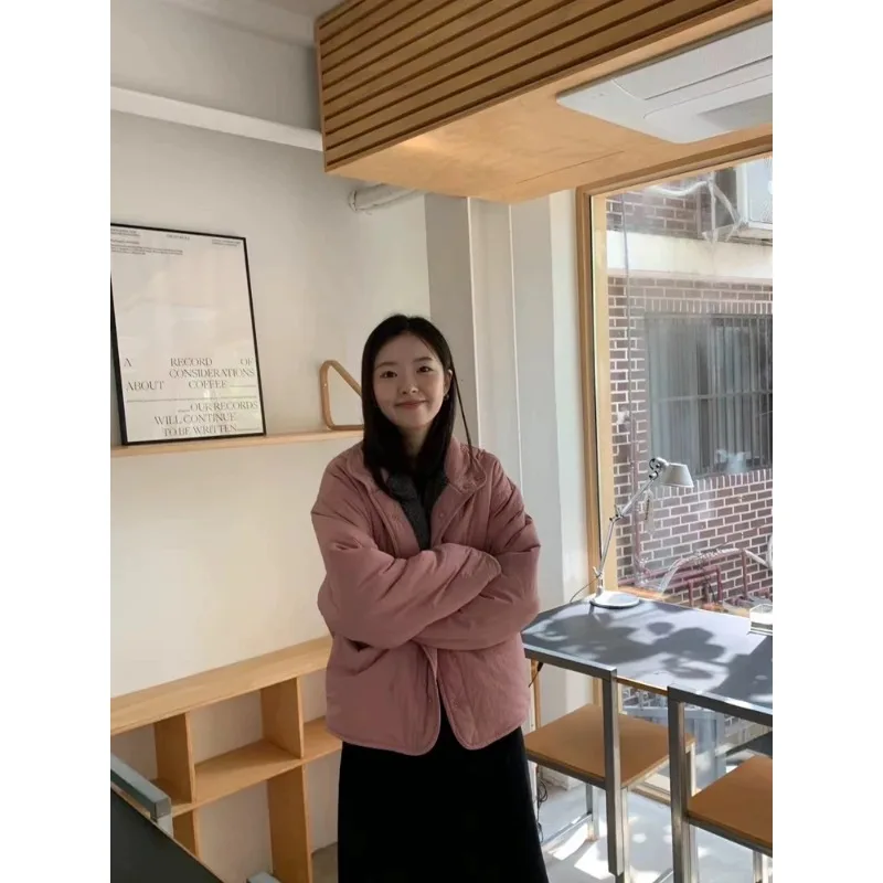 Coréen Sle femmes léger agneau fourrure coton Jaet col montant coupe ample automne hiver nouveau Faion Ele polyvalent vêtements d'extérieur